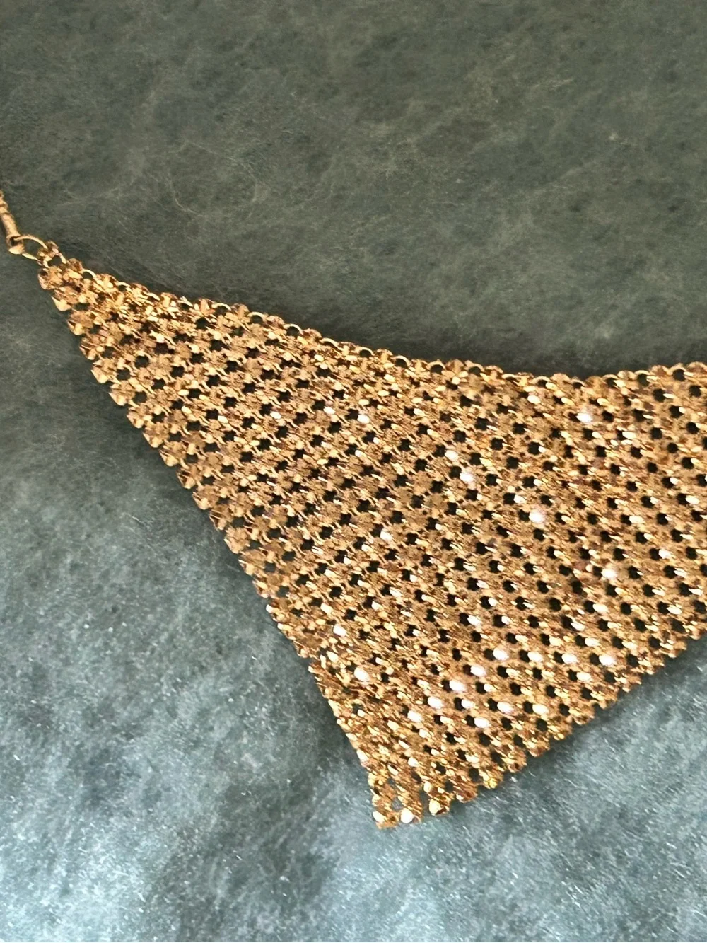 Vintage 1970’s Dead-Stock Hong Kong 2-Tone Mesh Bib Necklace